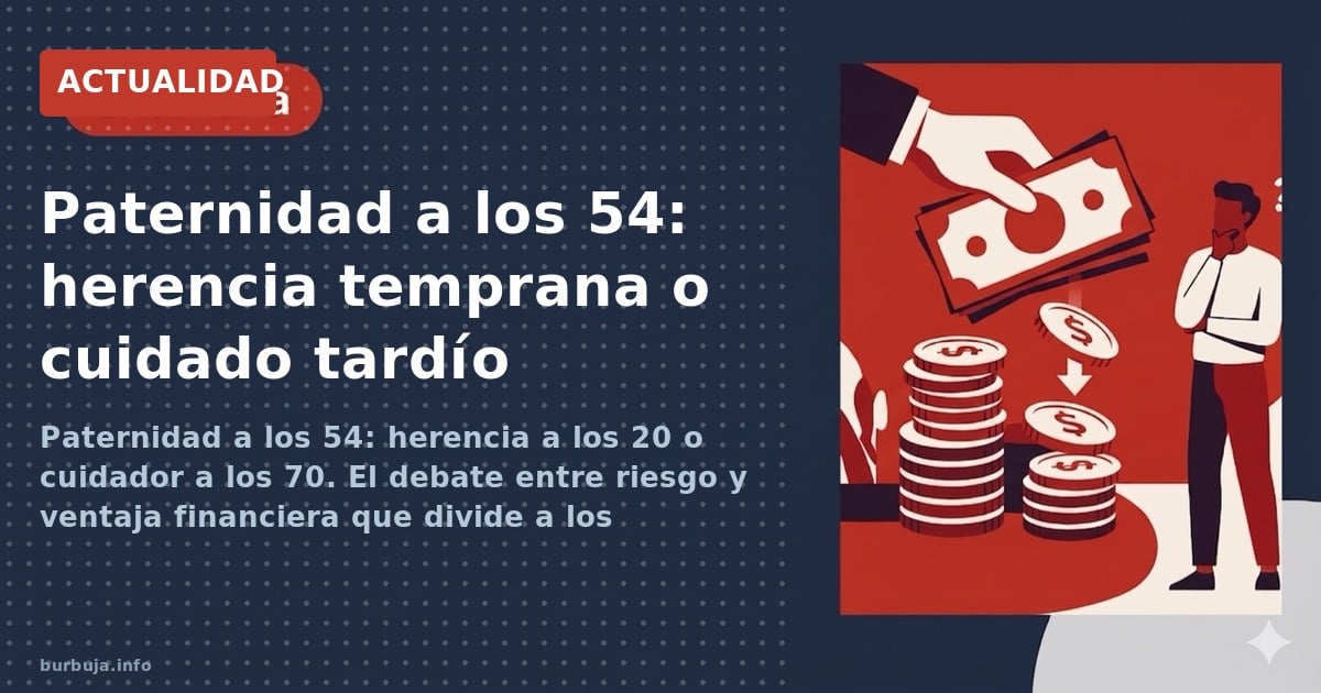 Hombre maduro con bebé en brazos, reflexionando sobre la paternidad tardía