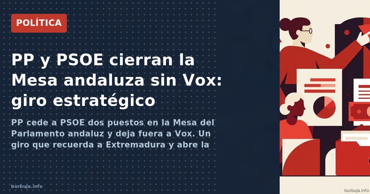 PP cede a PSOE dos puestos en la Mesa del Parlamento andaluz y deja fuera a Vox. Un giro que recuerda a Extremadura y abre la