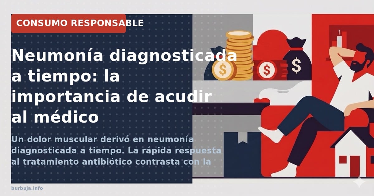 Un dolor muscular derivó en neumonía diagnosticada a tiempo. La rápida respuesta al tratamiento antibiótico contrasta con la 