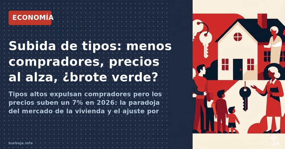Tipos altos expulsan a miles de compradores: compraventas caen un 5%, esfuerzo financiero supera el 40% y precios suben un 7%