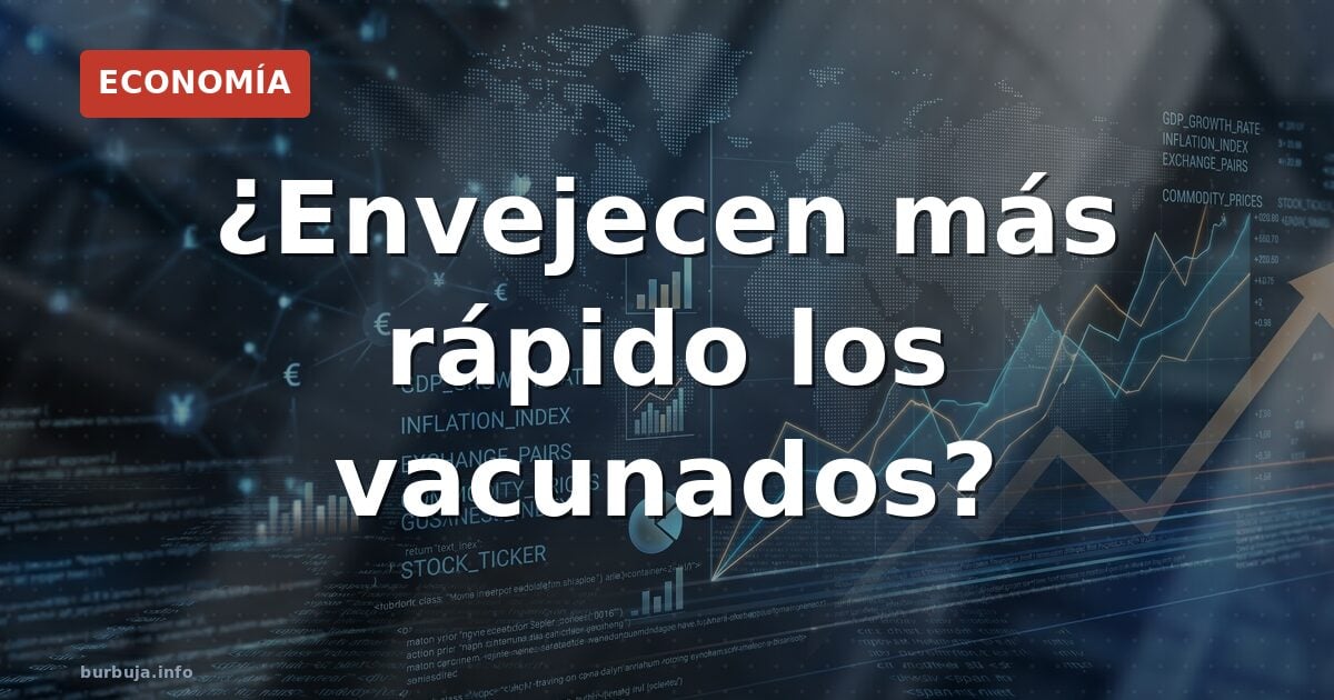 Primer plano de un vial de vacuna COVID junto a dos fotografías de una misma persona en años distintos