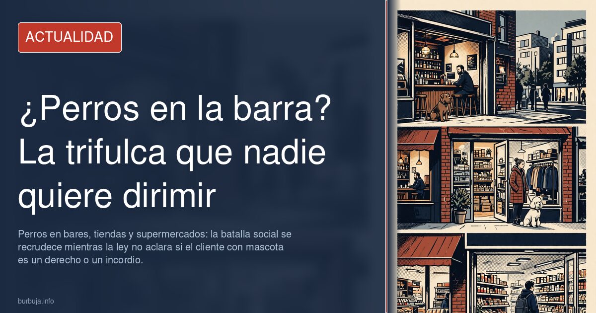 Perro tumbado bajo una mesa en la terraza de un bar, escena habitual del debate sobre perros en locales públicos