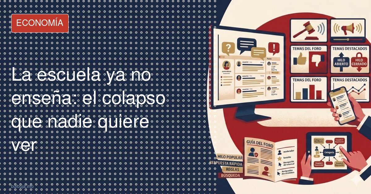 Aula de instituto con profesor y alumnos, reflejo del colapso educativo en España
