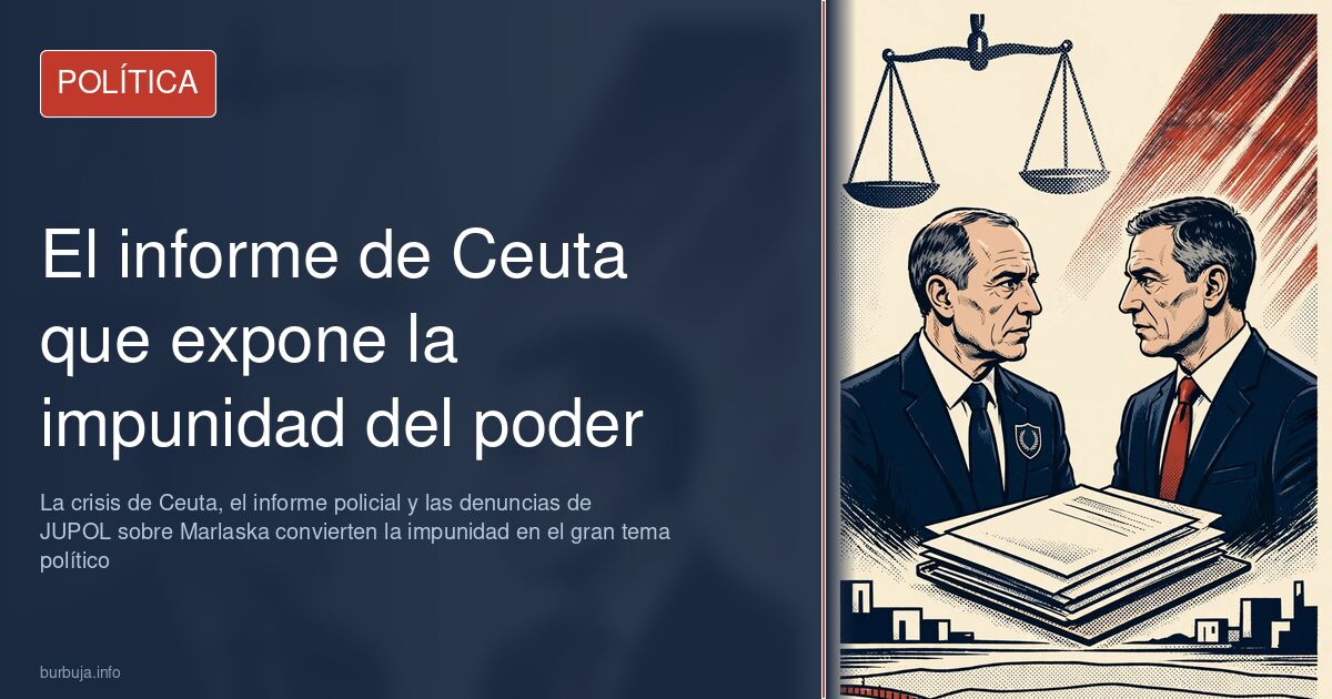 Vista urbana de Ceuta con agentes de la Policía Nacional ante la sede del Gobierno