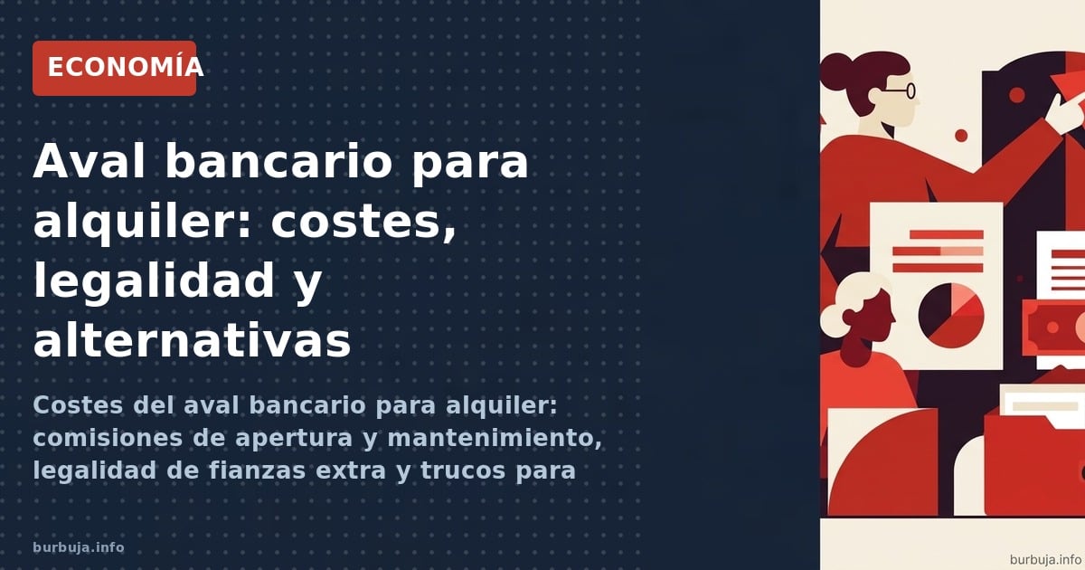 Costes desglosados de un aval bancario para alquiler (32€ apertura, 27€ trimestral) y debate legal sobre si las fianzas adici