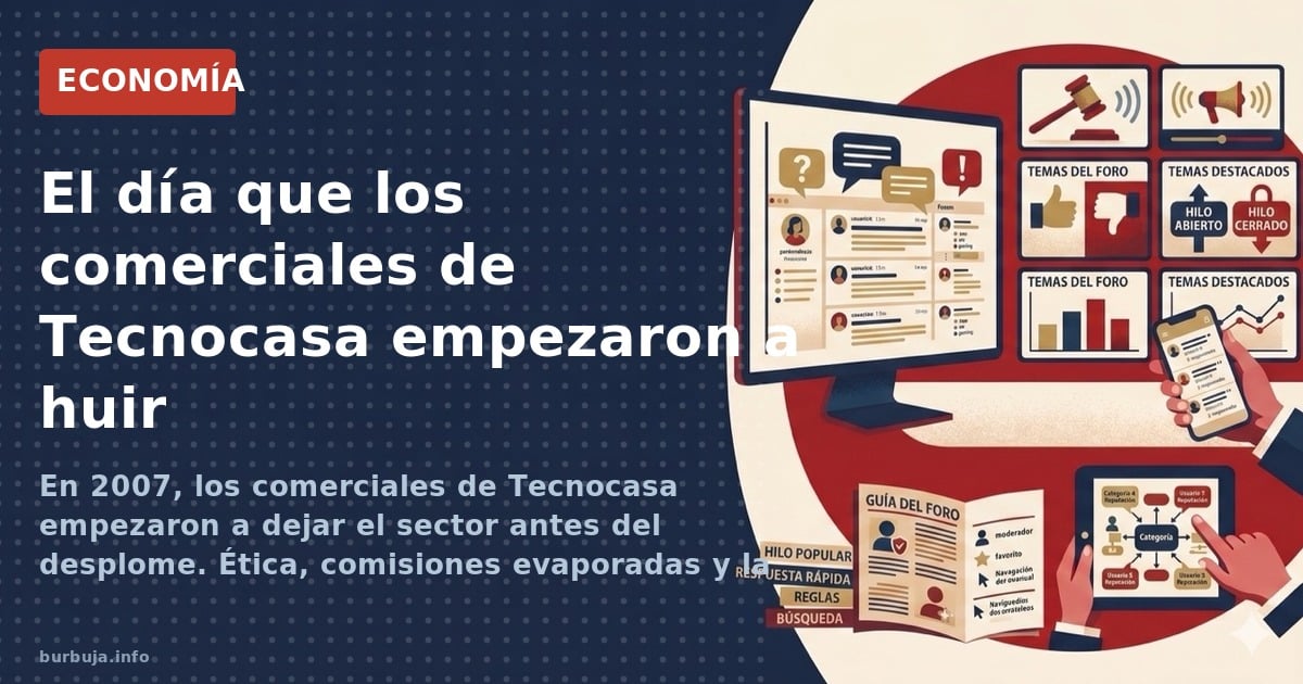 En 2007 un comercial de Tecnocasa dejó su puesto por no poder endosar hipotecas puente. En 2026, el mismo patrón se repite: t