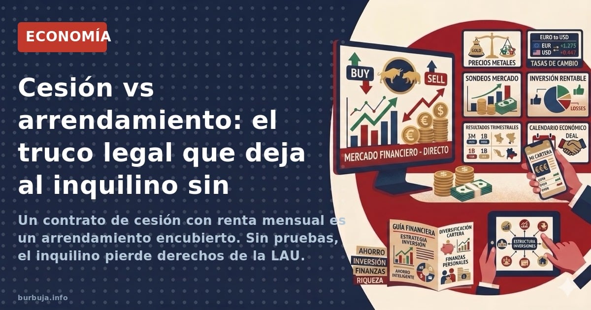 Cesión y arrendamiento no son lo mismo, pero cuando hay renta el contrato de cesión es un alquiler encubierto. Fraude de ley,
