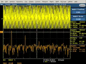 Low frequency oscilloscope trace from counterfeit iPhone charger